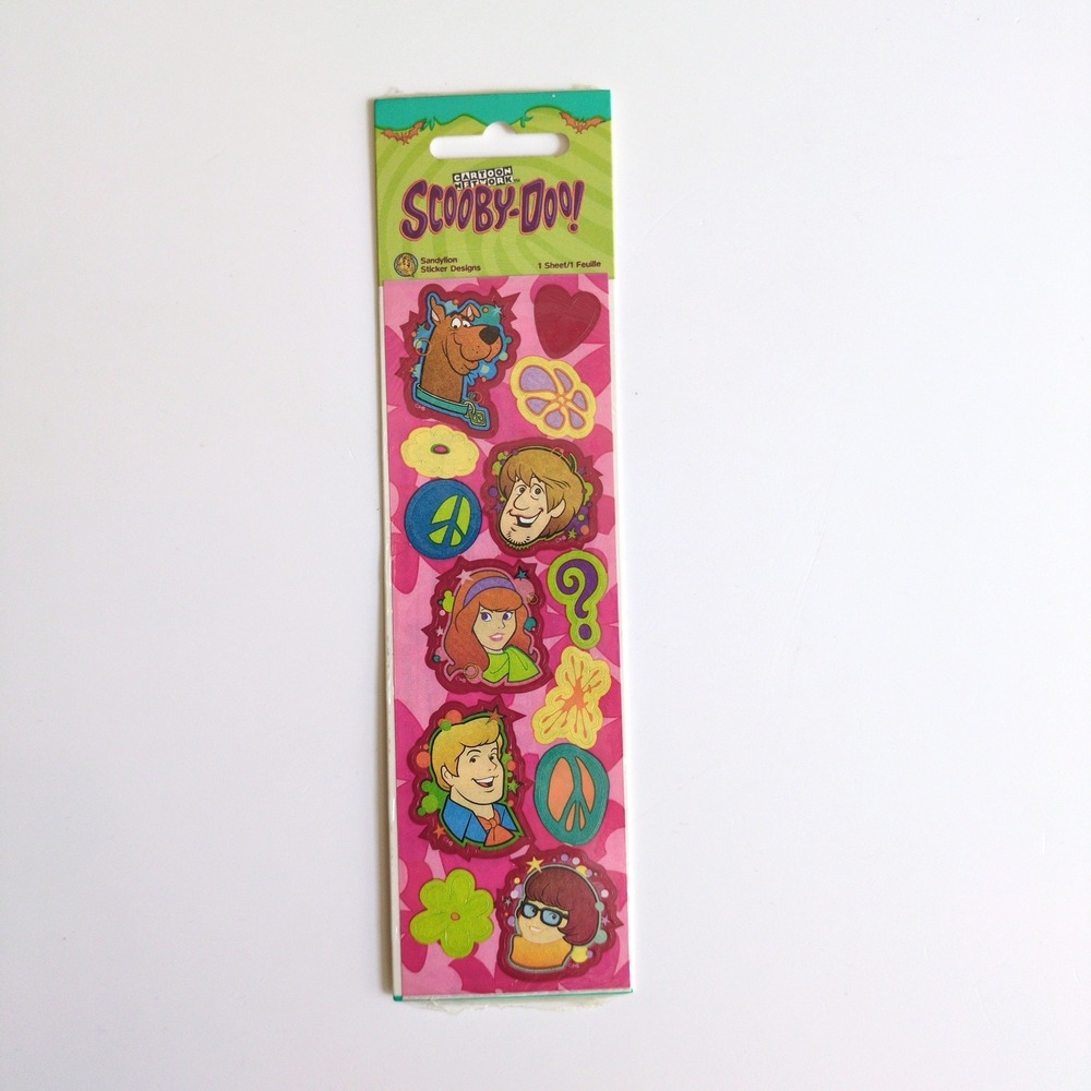 NIP Vtg Sandylion Scooby-Doo Sticker Sheet Pink‎ Cartoon Network Characters 1998